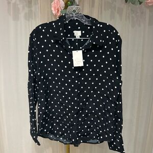 🖤 A New Day Black Polka Dot Button Front Blouse — Size S NWT